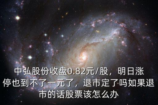 中弘股份收盤0.82元/股，明日漲停也到不了一元了，退市定了嗎如果退市的話股票該怎么辦