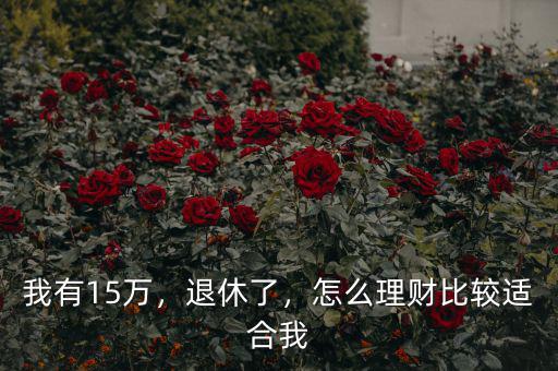 我有15萬，退休了，怎么理財比較適合我