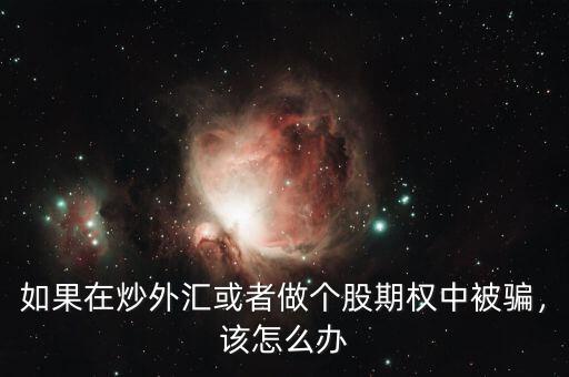 如果在炒外匯或者做個股期權中被騙，該怎么辦