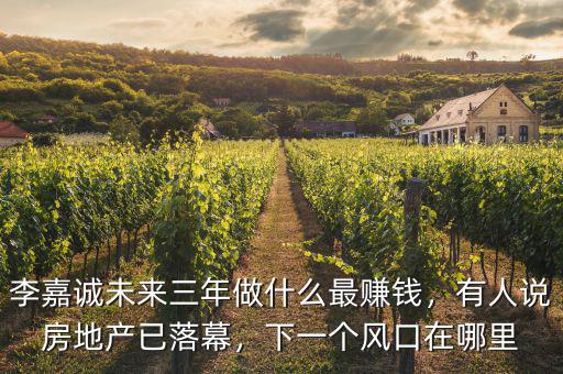 李嘉誠未來三年做什么最賺錢，有人說房地產(chǎn)已落幕，下一個(gè)風(fēng)口在哪里
