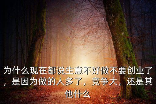 為什么現(xiàn)在都說生意不好做不要創(chuàng)業(yè)了，是因為做的人多了，競爭大，還是其他什么