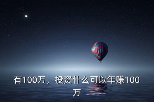 有100萬，投資什么可以年賺100萬