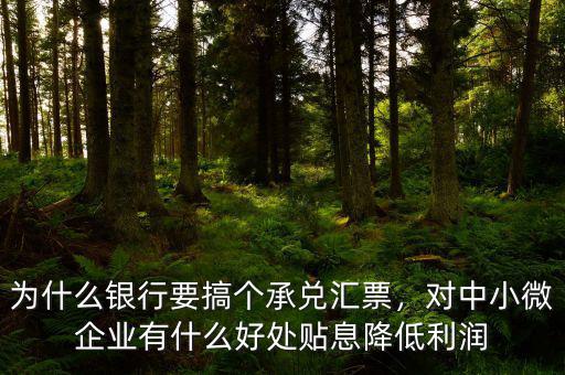 為什么銀行要搞個承兌匯票，對中小微企業(yè)有什么好處貼息降低利潤