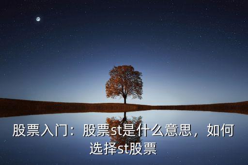 股票入門(mén)：股票st是什么意思，如何選擇st股票