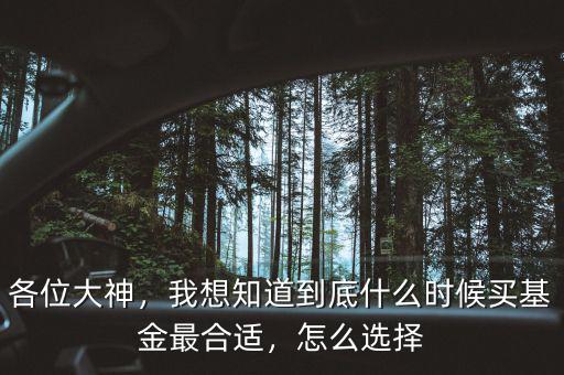 各位大神，我想知道到底什么時候買基金最合適，怎么選擇