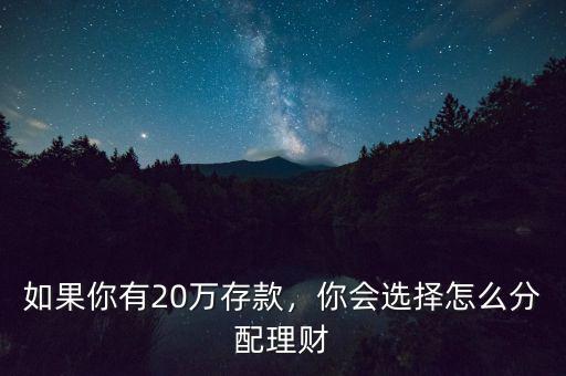 如果你有20萬存款，你會選擇怎么分配理財