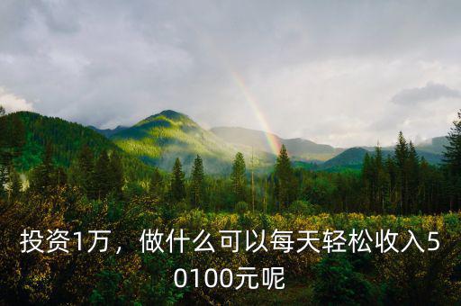 投資1萬(wàn)，做什么可以每天輕松收入50100元呢