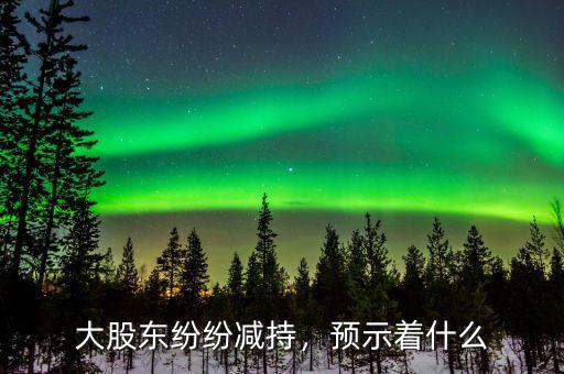 大股東紛紛減持，預(yù)示著什么