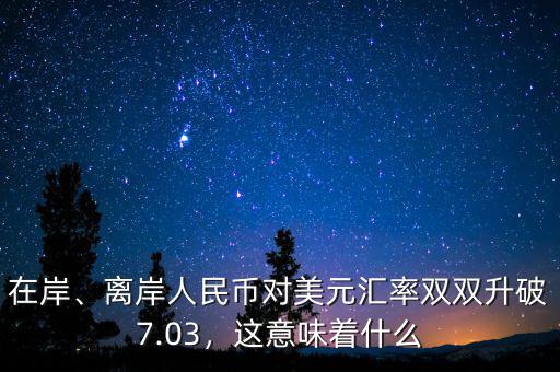 在岸、離岸人民幣對美元匯率雙雙升破7.03，這意味著什么