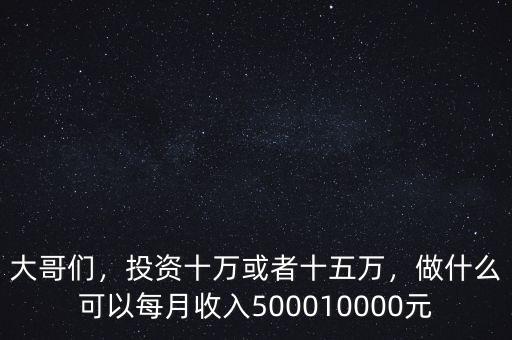 大哥們，投資十萬或者十五萬，做什么可以每月收入500010000元