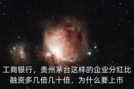 工商銀行，貴州茅臺(tái)這樣的企業(yè)分紅比融資多幾倍幾十倍，為什么要上市