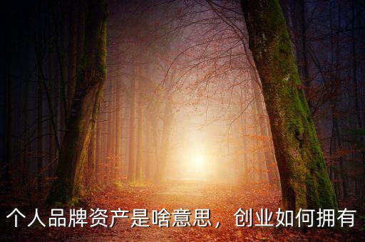 個(gè)人品牌資產(chǎn)是啥意思，創(chuàng)業(yè)如何擁有