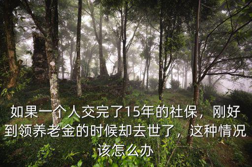 如果一個人交完了15年的社保，剛好到領養(yǎng)老金的時候卻去世了，這種情況該怎么辦