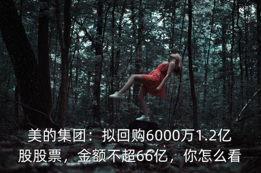 美的集團(tuán)：擬回購6000萬1.2億股股票，金額不超66億，你怎么看