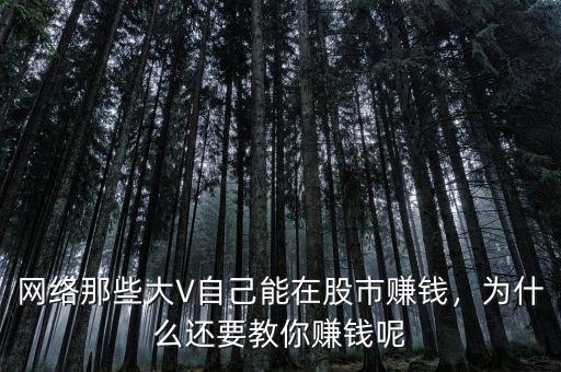 網(wǎng)絡(luò)那些大V自己能在股市賺錢，為什么還要教你賺錢呢