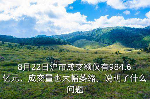 8月22日滬市成交額僅有984.6億元，成交量也大幅萎縮，說明了什么問題