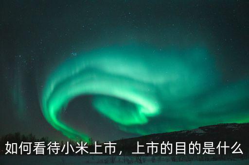 如何看待小米上市，上市的目的是什么