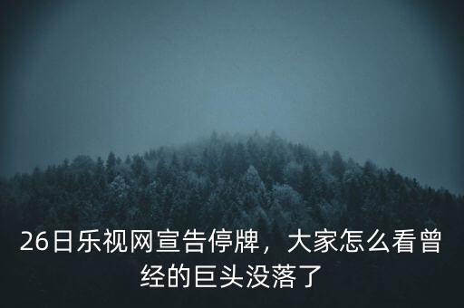 26日樂視網(wǎng)宣告停牌，大家怎么看曾經(jīng)的巨頭沒落了