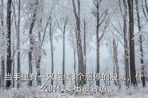 當(dāng)手里有一只連續(xù)3個漲停的股票，什么時候賣出最合適