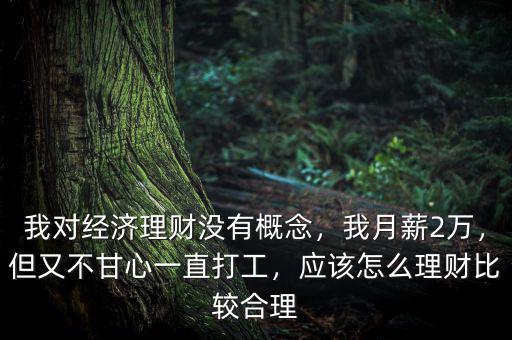 我對(duì)經(jīng)濟(jì)理財(cái)沒有概念，我月薪2萬，但又不甘心一直打工，應(yīng)該怎么理財(cái)比較合理