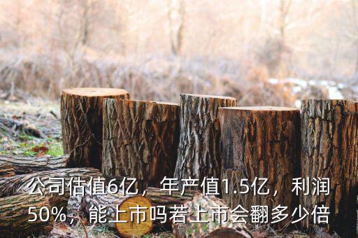 公司估值6億，年產(chǎn)值1.5億，利潤50%，能上市嗎若上市會翻多少倍