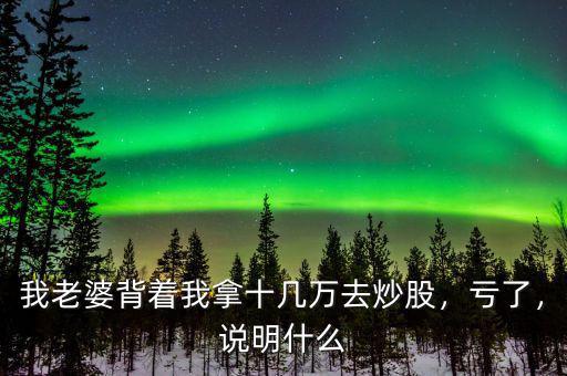 我老婆背著我拿十幾萬去炒股，虧了，說明什么