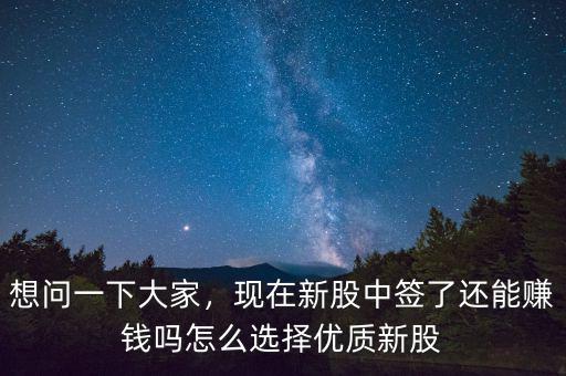 想問一下大家，現(xiàn)在新股中簽了還能賺錢嗎怎么選擇優(yōu)質(zhì)新股