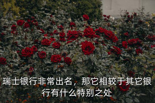 瑞士銀行非常出名，那它相較于其它銀行有什么特別之處