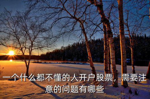 一個什么都不懂的人開戶股票，需要注意的問題有哪些