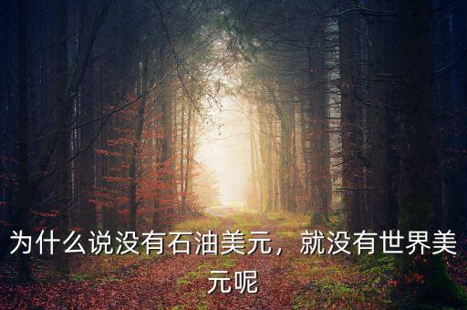 為什么說沒有石油美元，就沒有世界美元呢