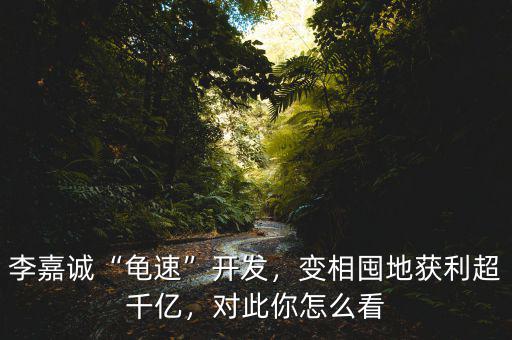 李嘉誠“龜速”開發(fā)，變相囤地獲利超千億，對(duì)此你怎么看