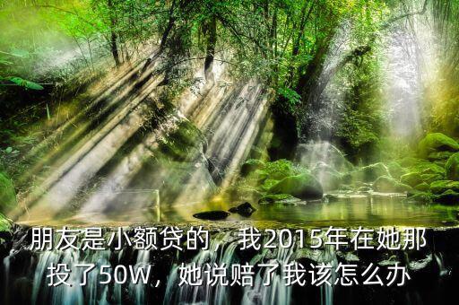 朋友是小額貸的，我2015年在她那投了50W，她說賠了我該怎么辦