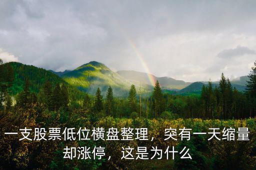 一支股票低位橫盤整理，突有一天縮量卻漲停，這是為什么