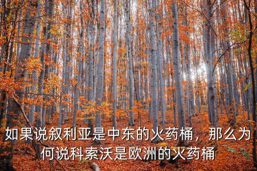 如果說敘利亞是中東的火藥桶，那么為何說科索沃是歐洲的火藥桶