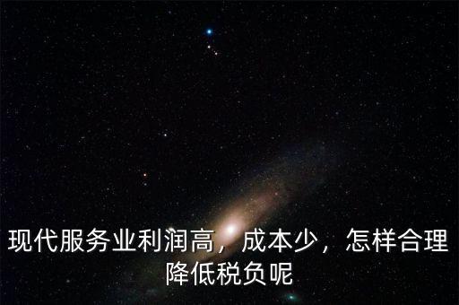 現(xiàn)代服務(wù)業(yè)利潤(rùn)高，成本少，怎樣合理降低稅負(fù)呢