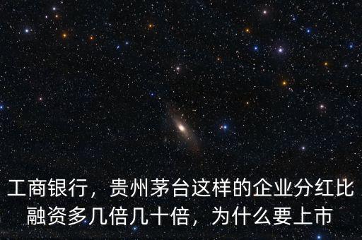 工商銀行，貴州茅臺(tái)這樣的企業(yè)分紅比融資多幾倍幾十倍，為什么要上市