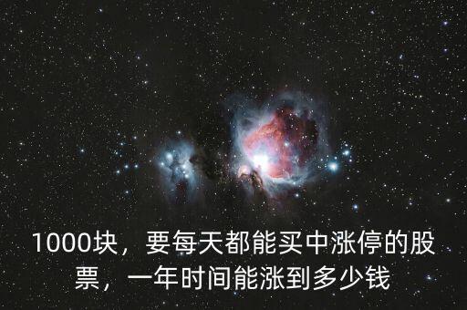 1000塊，要每天都能買(mǎi)中漲停的股票，一年時(shí)間能漲到多少錢(qián)