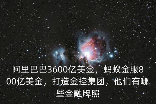 阿里巴巴3600億美金，螞蟻金服800億美金，打造金控集團(tuán)，他們有哪些金融牌照