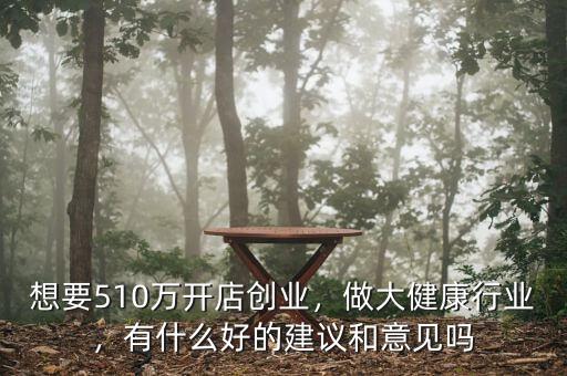 想要510萬(wàn)開(kāi)店創(chuàng)業(yè)，做大健康行業(yè)，有什么好的建議和意見(jiàn)嗎