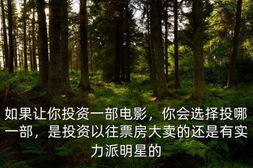 如果讓你投資一部電影，你會(huì)選擇投哪一部，是投資以往票房大賣的還是有實(shí)力派明星的