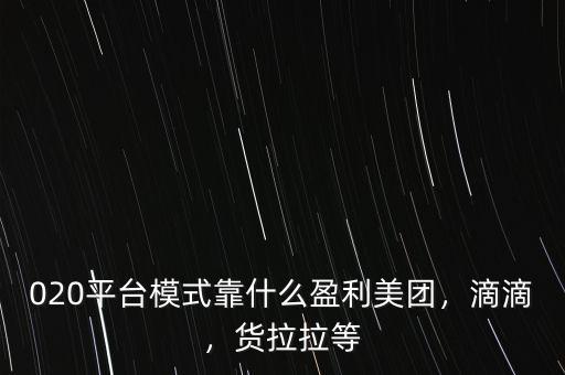 020平臺(tái)模式靠什么盈利美團(tuán)，滴滴，貨拉拉等