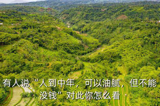 有人說“人到中年，可以油膩，但不能沒錢”對此你怎么看