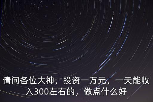 請問各位大神，投資一萬元，一天能收入300左右的，做點什么好