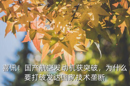 喜訊！國產(chǎn)航空發(fā)動機(jī)獲突破，為什么要打破發(fā)達(dá)國家技術(shù)壟斷