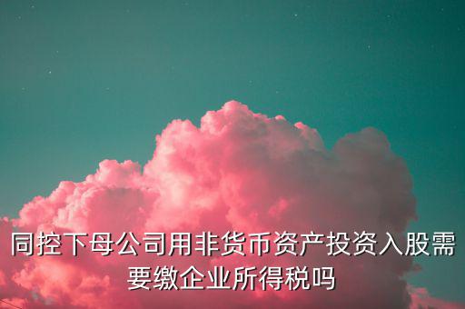 非貨幣投資被投資方交什么稅，同控下母公司用非貨幣資產(chǎn)投資入股需要繳企業(yè)所得稅嗎