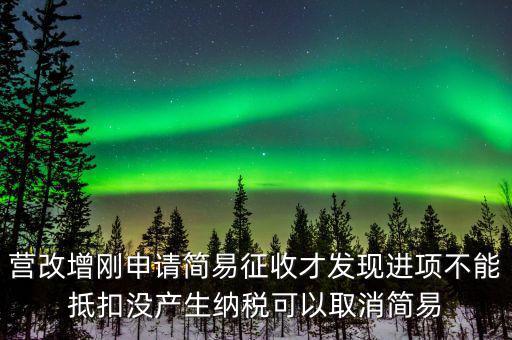營改增剛申請(qǐng)簡易征收才發(fā)現(xiàn)進(jìn)項(xiàng)不能抵扣沒產(chǎn)生納稅可以取消簡易