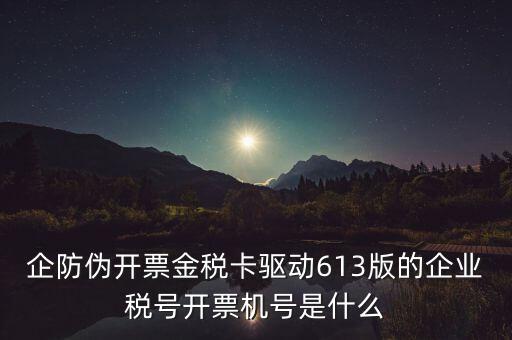 金稅盤企業(yè)稅號(hào)是什么，企防偽開(kāi)票金稅卡驅(qū)動(dòng)613版的企業(yè)稅號(hào)開(kāi)票機(jī)號(hào)是什么