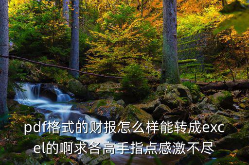什么是財(cái)報(bào)自動(dòng)轉(zhuǎn)換工具，pdf格式的財(cái)報(bào)怎么樣能轉(zhuǎn)成excel的啊求各高手指點(diǎn)感激不盡