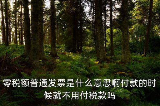 什么叫0稅率發(fā)票，零稅額普通發(fā)票是什么意思啊付款的時候就不用付稅款嗎