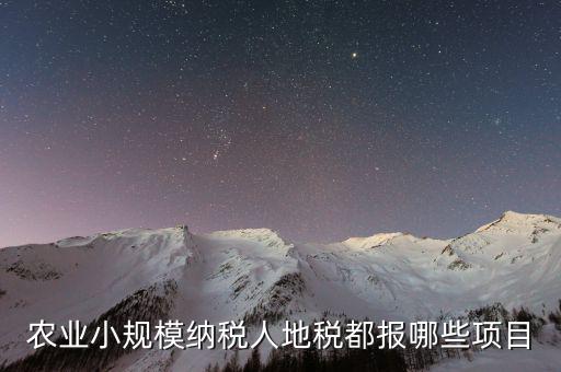 地稅農(nóng)產(chǎn)品需要報(bào)什么，農(nóng)業(yè)小規(guī)模納稅人地稅都報(bào)哪些項(xiàng)目